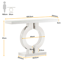 Tribesigns Table Console de Canapé Contemporaine Moderne avec Base en O, 41 Pouces, Argent Miroir et Diamant Concassé Scintillant