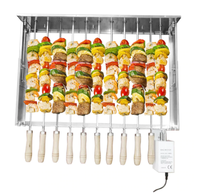 Ensemble de brochettes Souvla Shish Kabob électriques à vitesse réglable et extensibles, en acier inoxydable, avec retourneur de brochettes automatique et grille de cuisson