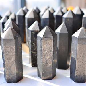 Tour de Shungite de Karelia Polie, Cristal Naturel Écologique, Protection EMF, Purification Énergétique, Guérison, Décoration, Vente en Gros - Product Image 6