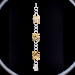 Modern 925 Sterling Silver Cuban Link Bracelet With Lab Grown Moissanite Diamond Polished Look Jewelry - Product Image 2