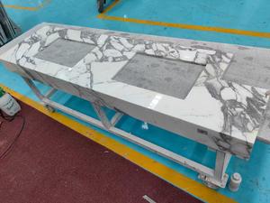 Venta caliente, nuevo diseño de lujo, Arabescato, <span class=keywords><strong>piedra</strong></span> de mármol blanco, doble fregadero, tocador independiente, conjunto de muebles de baño - Product Image 6