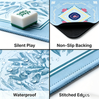 Nappe de table de mahjong en caoutchouc à motif floral, silencieuse, antidérapante et anti-friction, de luxe, pour poker et jeux de société