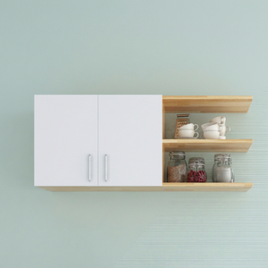 Armoire de cuisine murale compacte et moderne en bois à 2 portes avec portes en MDF, installation facile, 120x35x50cm - Product Image 1