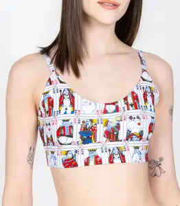 Desain unik penjualan terlaris pakaian kebugaran Interior kartu bermain tanpa lengan cepat kering bra olahraga wanita Bralette