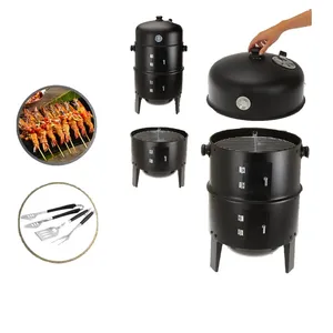 Nouvel arrivage : <span class=keywords><strong>Barbecue</strong></span> fumoir à charbon de bois 3-en-1 sans fumée, modèle tour verticale à 3 niveaux - Product Image 2
