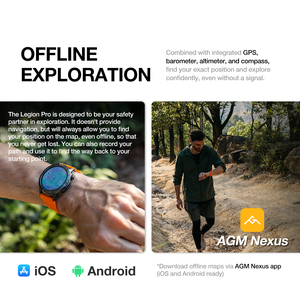 Montre connectée GPS AMOLED AGM W1 Pro avec appels, cartes hors ligne, étanchéité 5ATM, suivi d'activité et <span class=keywords><strong>calendrier</strong></span> pour les aventures en plein air - Product Image 2