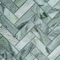 Vente flash : mosaïque en marbre naturel vert moyen, carreaux hexagonaux pour sol de salle de bain, courbes modernes, pierre de marbre irrégulière
