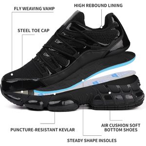 Steel Toe <b>Safety</b> <b>Shoes</b> Men Women Breathable Mesh Lace Rubber Outsole <b>Lightweight</b> Slip Resistant All Seasons Construction - Product Image 4