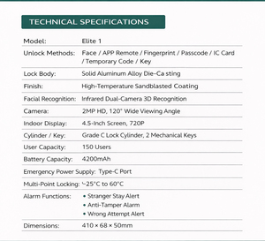 กลอนประตูอัจฉริยะแบบวิดีโอคอล 3 มิติ พร้อมระบบกันน้ำ รองรับ Tuya WiFi สแกนลายนิ้วมือ ป้องกันการโจรกรรม พร้อมกล้องและหน้าจอ HD สำหรับรุ่น 6068 6590 - Product Image 6