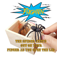 Boîte à effrayer en bois Offre Spéciale, boîte à blague araignée bogue jouet effrayant boîte à effrayer poisson d'avril cadeau boîte à farces araignée cachée