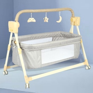 Cuna Eléctrica Moderna de Plástico para Bebés con Mosquitera Opaca y Función de Balanceo Inteligente para Recién Nacidos y para Dormir - Product Image 1