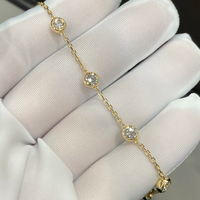 Bracelet Tennis en diamant cultivé en laboratoire de forme ronde à bulles Sertissage de lunette Bracelet en or jaune 10K 14K 18K avec CVD HPHT