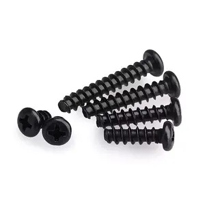 High Strength Plus Hard Black Round Head Flat Tail Self-tapping Screw Iron Plated Black Pan Head Screw