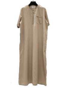 <b>Men's</b> Viscose <b>Thobe</b> Casual Ankle Length Short Sleeve Colorblock Four-Way Stretch Lightweight Breathable Loose Fit Middle East - Product Image 2