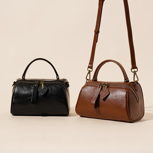 Новая женская сумка-бочонок из натуральной кожи (первый слой), модная, вместительная, универсальная, на плечо, с застежкой-молнией, модель 2025 года - Product Image 3