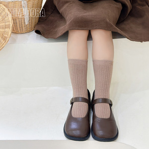 Mumudora ถุงเท้ายาวครึ่งน่องถักสำหรับเด็ก, ถุงเท้ากันลื่นกันลื่นสำหรับฤดูใบไม้ผลิฤดูใบไม้ร่วงขนาดกลางใหญ่/ใหญ่พิเศษเข็มสำหรับเด็กนักเรียนหญิง - Product Image 1