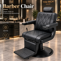 Fauteuil de Barbier en Cuir PU Premium, Réglable et Inclinable, Chaise de Salon Robuste avec Système Hydraulique pour Salon de Coiffure Professionnel