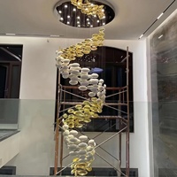 Grand lustre moderne en verre pour hall d'hôtel, villa, décoration, forme d'œuf créative, entrée, plafond haut
