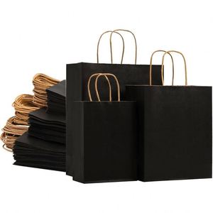 Multi Size Black Paper <b>Gift</b> Bags <b>Small</b> Kraft Paper Bags with Handles for <b>Small</b> Business,Wedding Party Favor Bags - Product Image 1