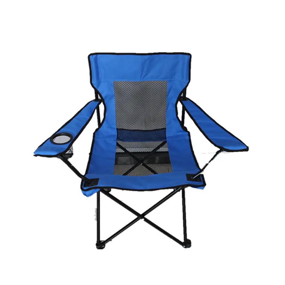 カスタムデザインの色とロゴ安いチェアビーチアームチェア、カップホルダー付き折りたたみ式キャンプチェア屋外用