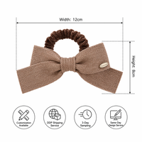Chouchous pour cheveux personnalisés en velours côtelé vintage avec nœud, longs, élégants et unis, vente en gros pour femmes