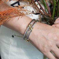 Bracelet croisé torsadé en argent bicolore 18K pour femmes Designer Dupes Fashion Charm Jewelry Two Tone Bangle Cuff