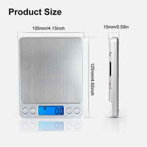 เครื่องชั่งครัวดิจิตอลสแตนเลสแบบใช้แบตเตอรี่ 3กก. 2กก. 1กก. 500กรัม 300กรัม 200กรัม 0.1กรัม 0.01กรัม ได้รับมาตรฐาน CE สำหรับการวัดน้ำหนัก - Product Image 5