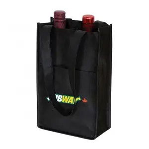 Tas hadiah Wine Non Woven PP 2 botol daur ulang pabrik Tiongkok dengan cetakan Logo Costom