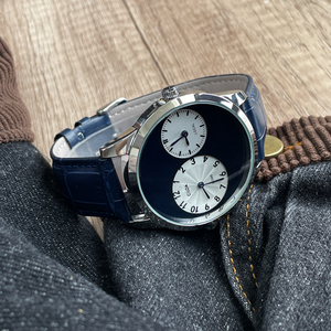 Montre à quartz CILOA-Business, cadran rond, bracelet en cuir, affichage de la date, logo personnalisé pour hommes - 519 - Product Image 1