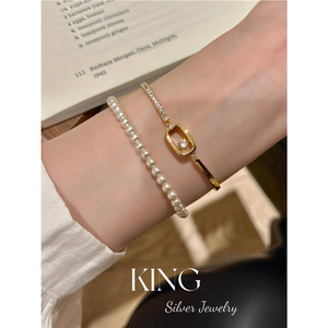 กำไลข้อมือเงินแท้ S925 รูปทรงล็อคประดับคริสตัลและเพชรเทียมสำหรับผู้หญิง เหมาะสำหรับใส่ทุกวัน - Product Image 3