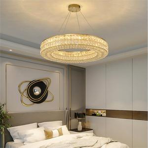 Lampadario di Lusso in Acciaio Inox con Cristalli K9, Moderna Lampada a Sospensione LED ad Anelli <span class=keywords><strong>per</strong></span> Soggiorno, Hotel, Camera da Letto e Ristorante - Product Image 4
