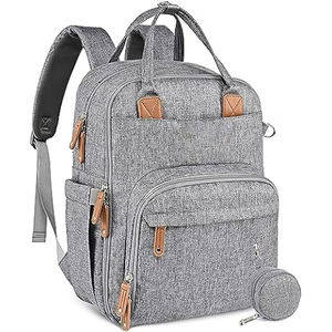 Sac à langer tendance personnalisé en cuir PU vegan, sac à dos pour maman et bébé, sac à langer avec plusieurs poches, échantillon gratuit - Product Image 6