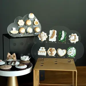 Acrilico trasparente di Figura Copertura Macaron Cupcake Display Cremagliera Spuntino Titolare Lucite Nozze Biscotto Del Banco di mostra