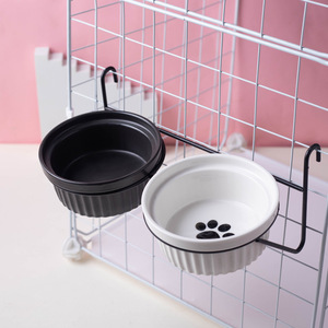 Ceramic <b>Cat</b> Bowl Hanging Pet Feeder For <b>Cage</b> Mounted Use With Anti Tipping Design - Product Image 1