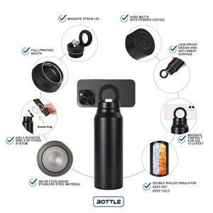 زجاجة مياه بشعار مخصص مع حامل هاتف مغناطيسي، ترمس حراري معزول بتفريغ الهواء من الفولاذ المقاوم للصدأ، قارورة مياه رياضية لصالة الألعاب الرياضية - Product Image 2