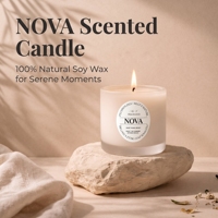 Bougie aromatique personnalisable NOVA de style britannique - Fabriquée à la main en cire de soja et de noix de coco, longue durée, cadeau idéal pour les fêtes et la fête des mères