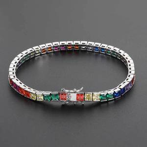 Pendentif Hip Hop Chaîne Tennis Arc-en-ciel Personnalisé Plaqué Or Sertissage à Griffes Argent 925 Moissanite Style Concert Bling Iced Out Bijoux Fins - Product Image 3