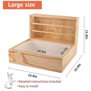 Mangeoire transfrontalière en bois massif pour hamsters et lapins, support d'alimentation pour cochons d'Inde et lapins, panier à foin, fournitures pour petits animaux - Product Image 3