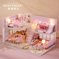 Kit de Casa de Muñecas en Miniatura DIY al por Mayor, Kit de Casa de Muñecas en Miniatura con Tobogán Rosa, Decoración de Escritorio Mini Loft