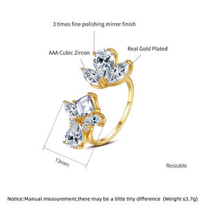LUOTEEMI Mädchen Koreanische geometrische vergoldete neue Schmuck Frau Trendy Finger Zirkonia 5A niedlichen verstellbaren Cz Ring - Product Image 2