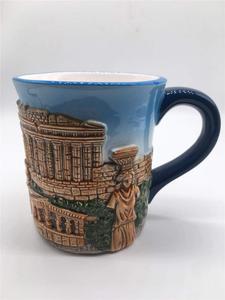 Taza de Café de Cerámica Pintada a Mano con Relieve 3D de la Acrópolis, el Parténón y el Erechtheion, Atenas, Grecia, Artesanía Hecha a Mano, Recuerdo de Viaje - Product Image 5