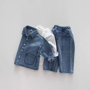 Versión coreana <span class=keywords><strong>de</strong></span> <span class=keywords><strong>gabardina</strong></span> vaquera Ins Purchasing, suave, <span class=keywords><strong>de</strong></span> color liso, nueva colección <span class=keywords><strong>de</strong></span> primavera, holgada, versátil, informal, para niños, niñas y bebés. - Product Image 4