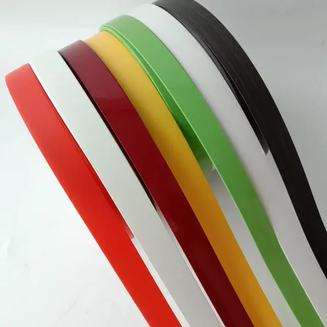 Best selling high quality 12-54mm furniture pvc wood grain solid color edging banding