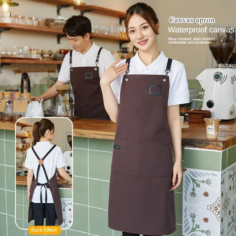 Custom Size Waterproof Canvas Sleeveless Apron with Logo Men Women Kitchen Gardening Cafe Restaurant Food Cooking Application