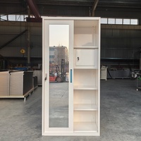 Armoire coulissante en acier imprimé avec miroir, tringle de suspension, armoire de sécurité intégrée, mobilier moderne et écologique de grande taille
