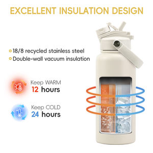 Garrafa de Água Isolada de Aço Inoxidável OEM de 32 oz, 1000 ml, Tampa com Canudo, Frasco Portátil para Viagens, Academia e Esportes - Product Image 3