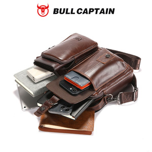 Bolso bandolera vintage BULLCAPTAIN para hombre, de cuero genuino, bolso de mano para negocios, maletín, bolso mensajero para hombre - Product Image 2