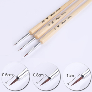 3Pcs Wood Color Nylon Nail Art Liner Brush <b>Set</b> Ultra Fine Tip <b>Crimped</b> Flower Drawing Pens for Gel Painting - Product Image 4