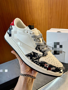 Chaussures de basketball <span class=keywords><strong>AJ1</strong></span> <span class=keywords><strong>Low</strong></span>-Top Lightning Hook Black Samurai Hiroshi Fujiwara Mocha en cuir fendu avec semelle extérieure en caoutchouc, fabriquées à Putian - Product Image 4