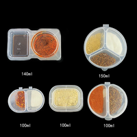 Gobelet à sauce en plastique PP transparent de 140 ml à deux compartiments, jetable avec couvercle, contenants pour portions de condiments pour la restauration rapide